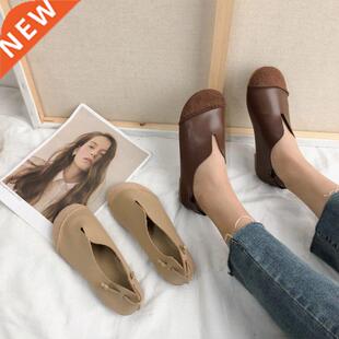 Mori girl retro Literary shallow mouth flat shoes soft botto