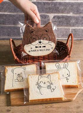 100Pcs Transparent Self-adhesive Cute Cartoon Animal Bread P