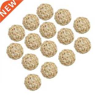 Rattan Ornament Balls 15pcs Decoration Wicker Wedding 4cm