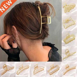 Women Fashion Simple Gold Hair Claw Retro Hair Clips Barrett