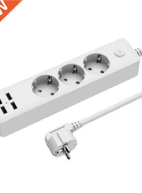 EU Power Strip Socket 2500W 4 USB Charging Ports Outlet 5V 2