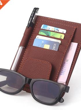 Leather Auto Visor Storage Bag Car Sunvisor Card Bags Glasse