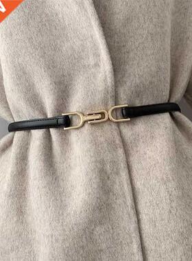 Adjustable PU Leather Ladies Dress Belts Skinny Thin Woen W