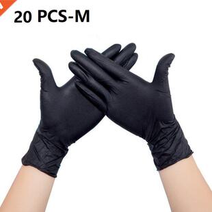 20Pcs Black Nitrilel Gloves (Latex Free) Protective Gloves