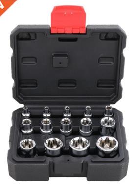 14Pc 1/4 3/8 1/2 Torx Star Socket Set Adapter E Type E4-E24