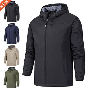 Jacket Long Sleeve Windproof Coat Men Warm Sol Hooded