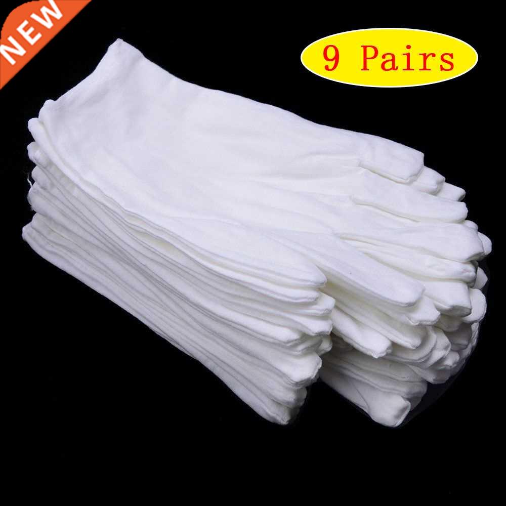 5/9Pairs White Cotton Work Gloves for Dry Hands Handling Fil