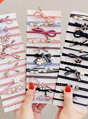 5/8PCS/Set New Women Girls Elegnt Flower Perls Bow Elstic