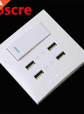 220V 10A Wall Switch Socket 4 Port USB Charger Power Outlet