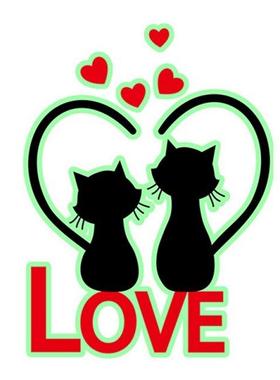 5Pack 3D Luminous Cartoon Kitten Love Wall Stickers Home Dec