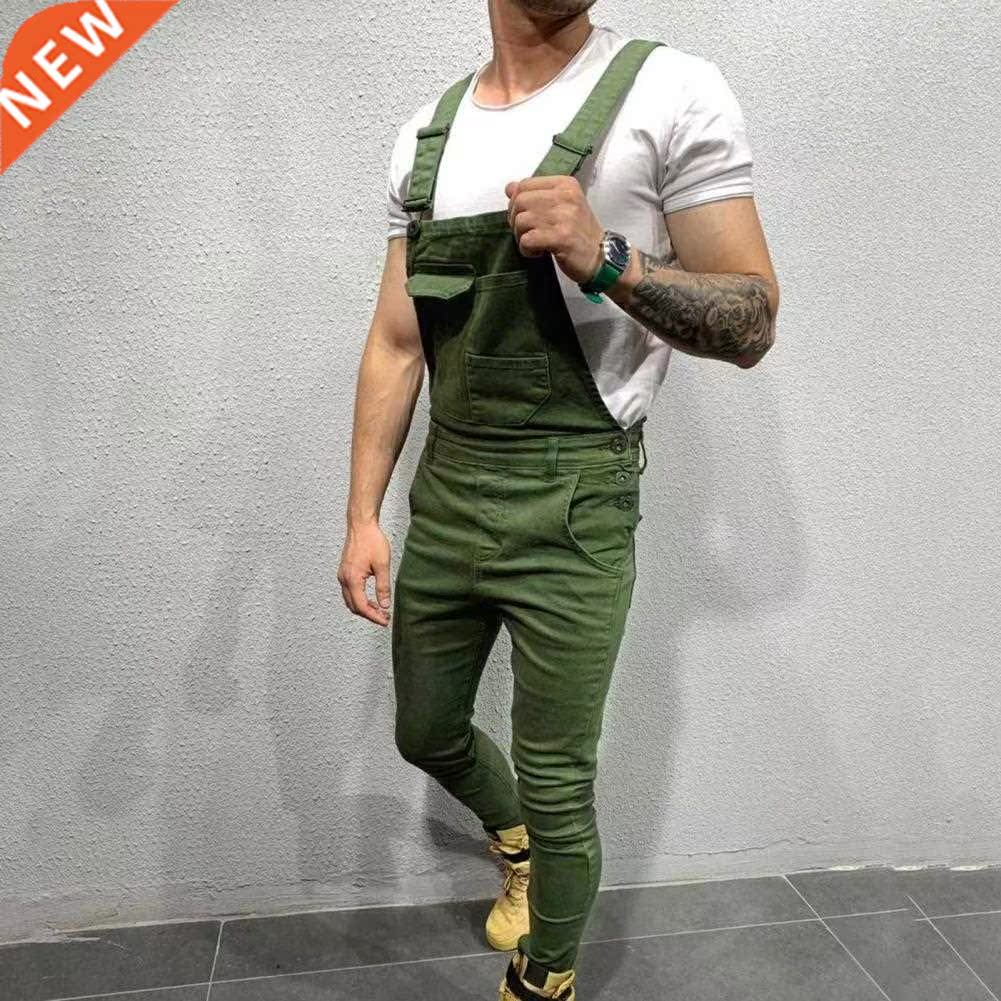 Solid color Men's Jumpsuits Hi Set Multi Pocket Sleeveless B