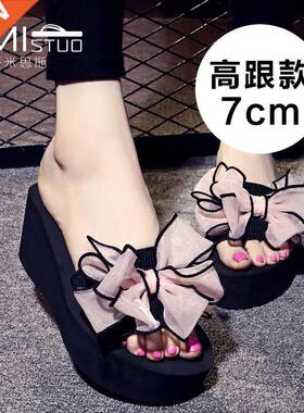 slippers shoes women2022 summer ladies sandals女高跟凉拖鞋