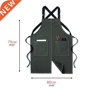 Canvas Denim Apron Cross Back Adjustable Chef Apron Multi-po