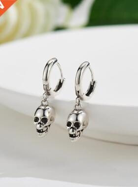 REETI 925 Sterling Silver Earrings skull drop Earring Creati