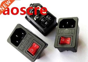 Fused Inlet Light C14 320 IEC Switch Rocker Power Red square