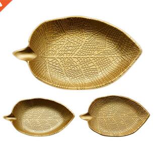 Nordic Decorative Tray Gold Leaf Shape Tray Jewelry Pallet F