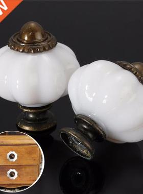 White Imitation Ceramic Vintage Door Knobs Cabinet Drawer Cu