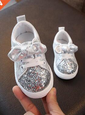 Bow girl casual shoes pure color Korean baby shoes