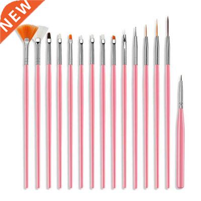 15Pcs Plastic Handle Nail Brush Set Design Gel Polish Painti