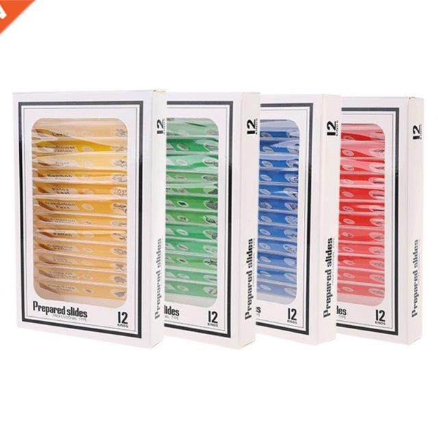 48pcs/set Kids Plastic Prepared Microscope Slides Biological