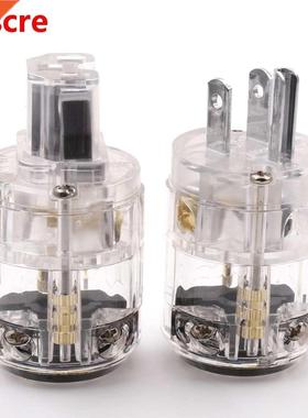 Hi-End Transparent Clear Rhodium Plated Copper Male Mains AC
