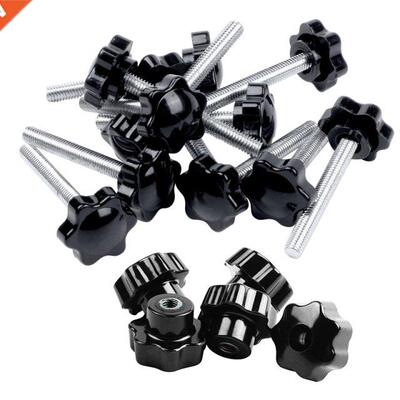 12 Pcs Black+Slver Spare Part M6X45mm Male Threaded Knurled