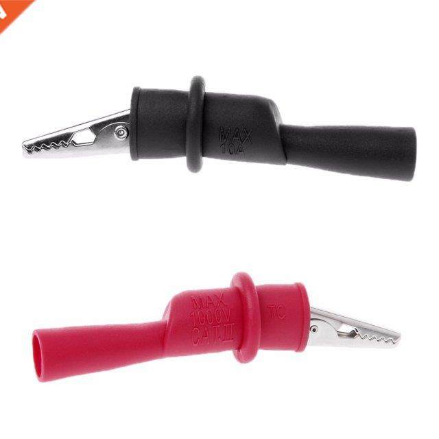 2pcs Insulated MultiMeter Test Lead Alligator Clip Crocodile
