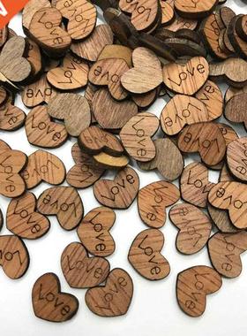 100Pcs Mini Wooden Love Heart Wedding Table Scatter DIY Craf