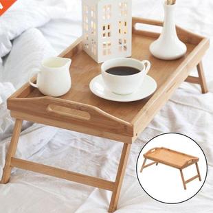 Wooden Bed Tray Breakfast Servng wth Foldng Legs Bed Desk