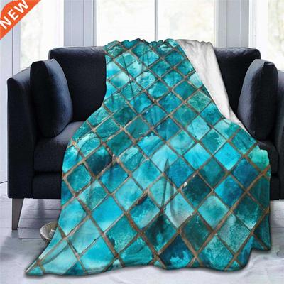 Turquoise Blue Flannel Fleece Throw Blankets Living Room Bed