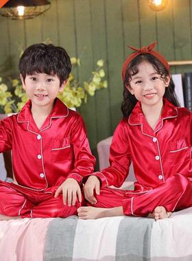 6 9 12 14 Year Toddler Boy Girl Pajamas Sets Silk Satin Sl