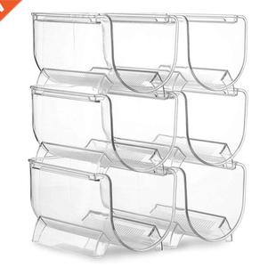 Set Of 6 Wine And Water Bottle Organizer,Stackable Plastic W