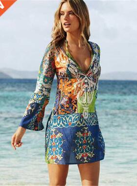 2019 New Retro Chiffon Bikini Cover Up Swimwear Women Beach