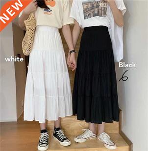 Spring Summer Women Chiffon Skirts Vintage High Waist Elasti