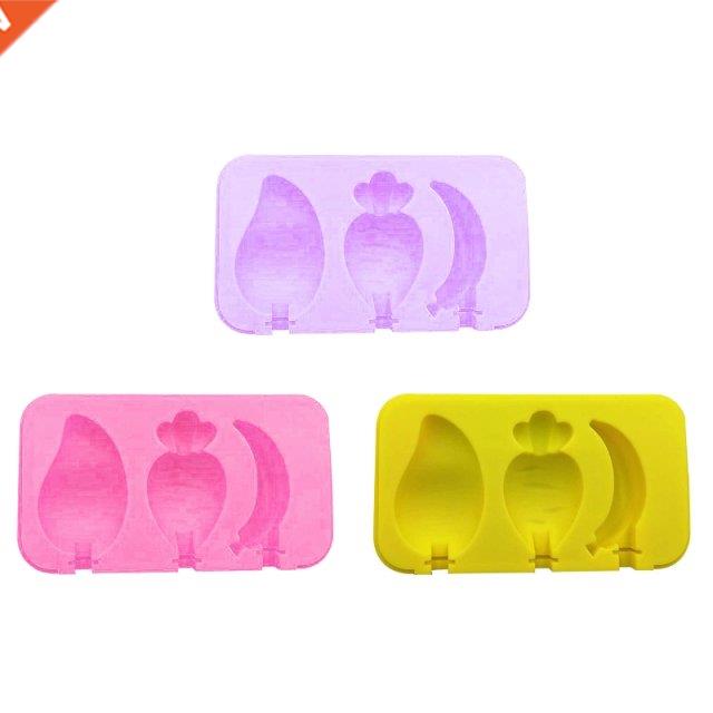 3 Cavities Ice Pop Moulds Fruits Shaped Silicone Popsicles M