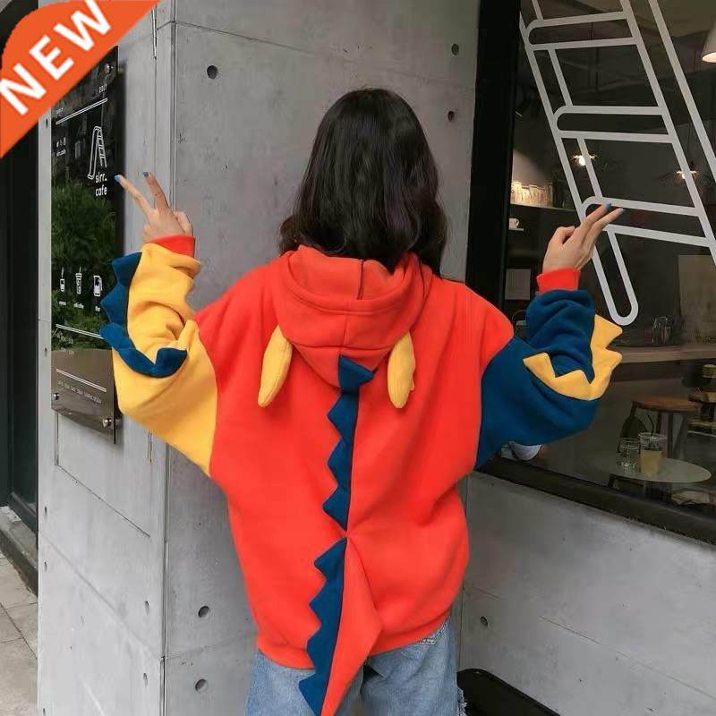 Dinosaur cartoon oversized hoodie women Fashion Women Sweats
