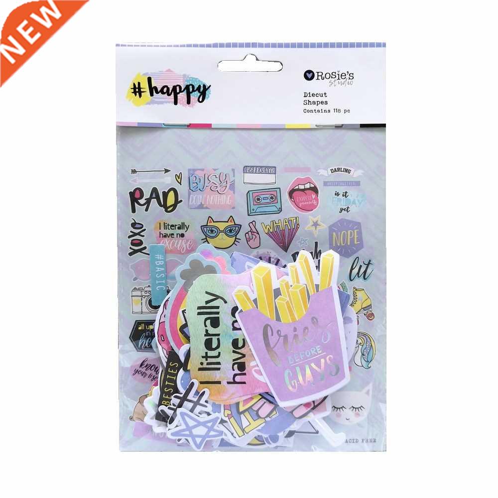 CRZCrafter 118pcs Printed Paper Diecut Shapes Ephemera Foil