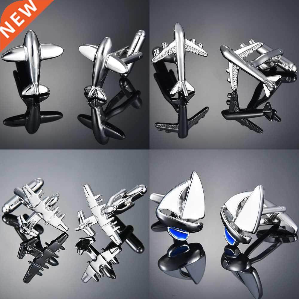 new fashion mens cufflink for pilot silver color airplane s