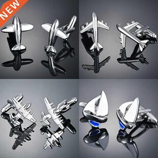 New Fashion Men's Cufflink for Pilot Silver Color Airplane S