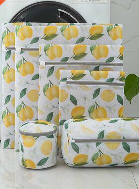 Flower Printing Zippered Mesh Laundry Bag Polyester Washing