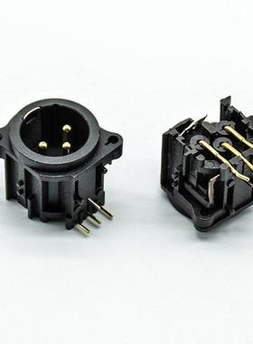 2Pcs/lot 3Pole Gold Right Angle XLR Male Chassis PCB Panel