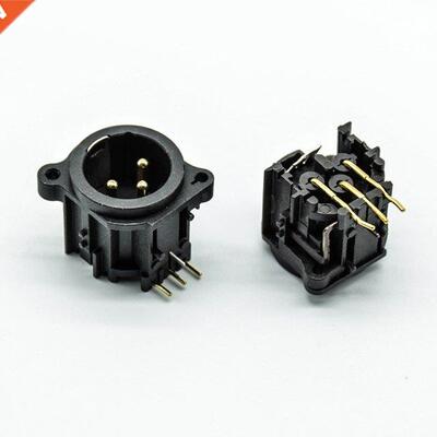 2Pcs/lot 3Pole Gold Right Angle XLR Male Chassis PCB Panel