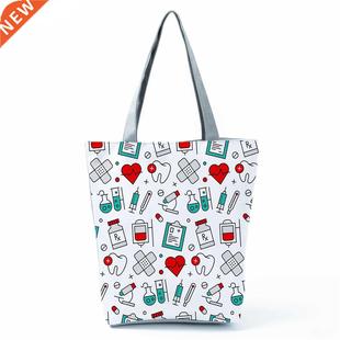 Handbags for Women Cartoon Eco Nurse Portable Friend Dentist