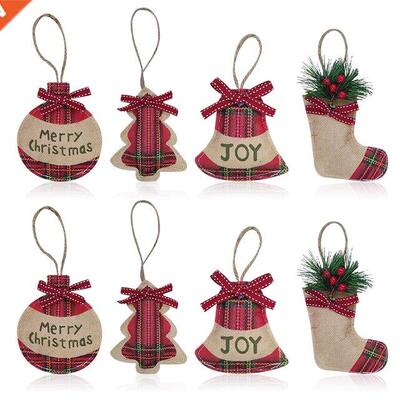 8 Pieces Merry Christmas Bell Pendants Set Ornament Decorati