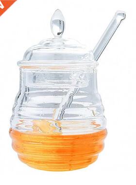 Honey Pot Clear Jar with Dipper Lid eehive Style for Home K