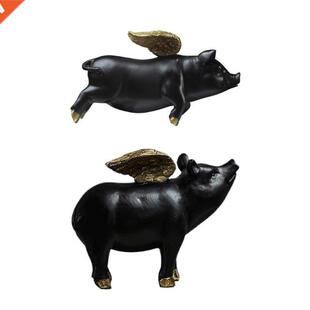 Creatve Black Flyng Pg Resn Ornaments Vntage Style Res