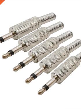 5Pcs Metal 3.5mm Mono Male Plug Audio Cable Extension Single