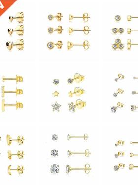 PCS/Set Piercing Aretes Real 925 Sterling Silver Moon Star