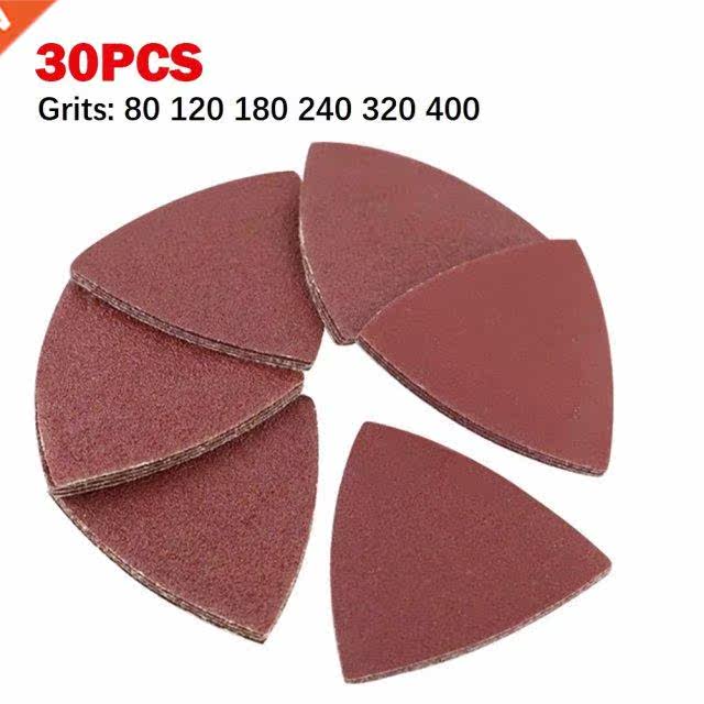 30pcs Triangular Sandpaper Hook & Loop Triangle Sanding