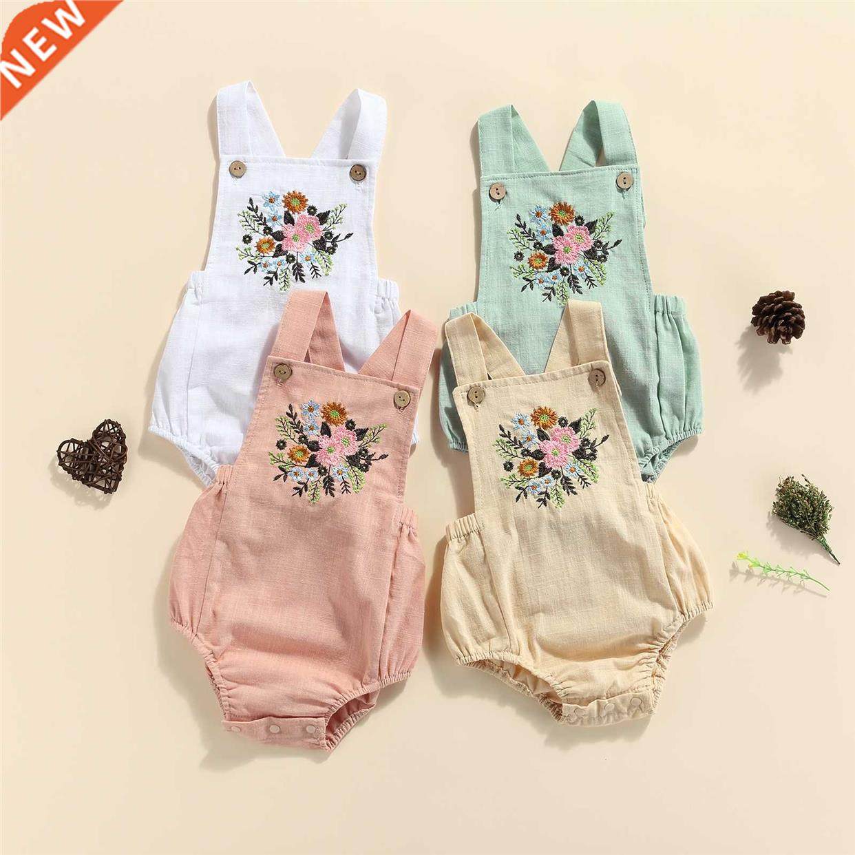 0-18M Newborn Infant Baby Girls Flower embroidery Romper Sle